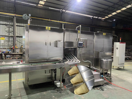Harga yang bagus Stain Steel 12000pcs / H Waffle Cone Baking Machine PLC Terkendali on line