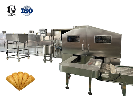 Mesin kue es krim kerucut sepenuhnya otomatis sempurna untuk jalur produksi kerucut gula komersial